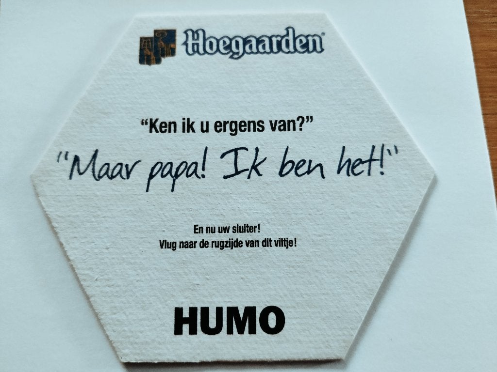 Bierviltje Hoegaarden R/V, Ophalen of Verzenden, Zo goed als nieuw, Viltje(s), Overige merken
