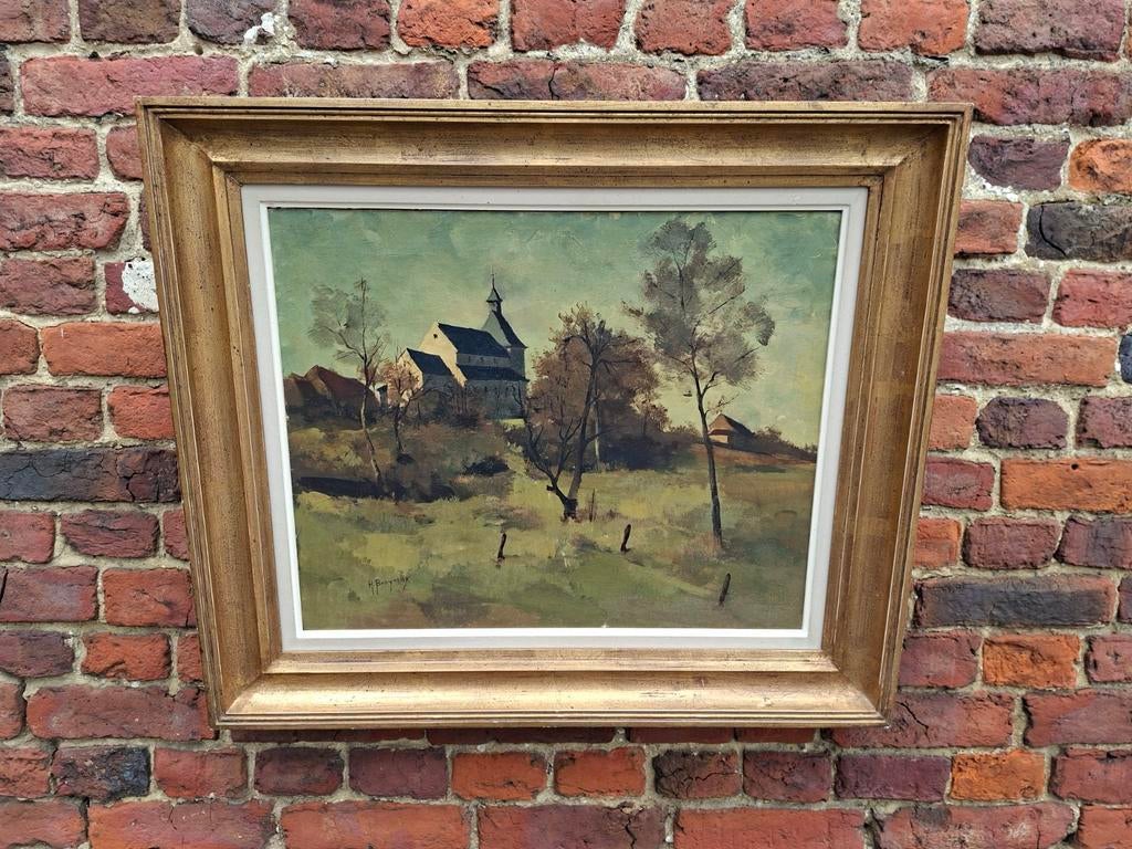 Tableau peinture cadre toile 73x63cm H Bruyninx, Enlèvement