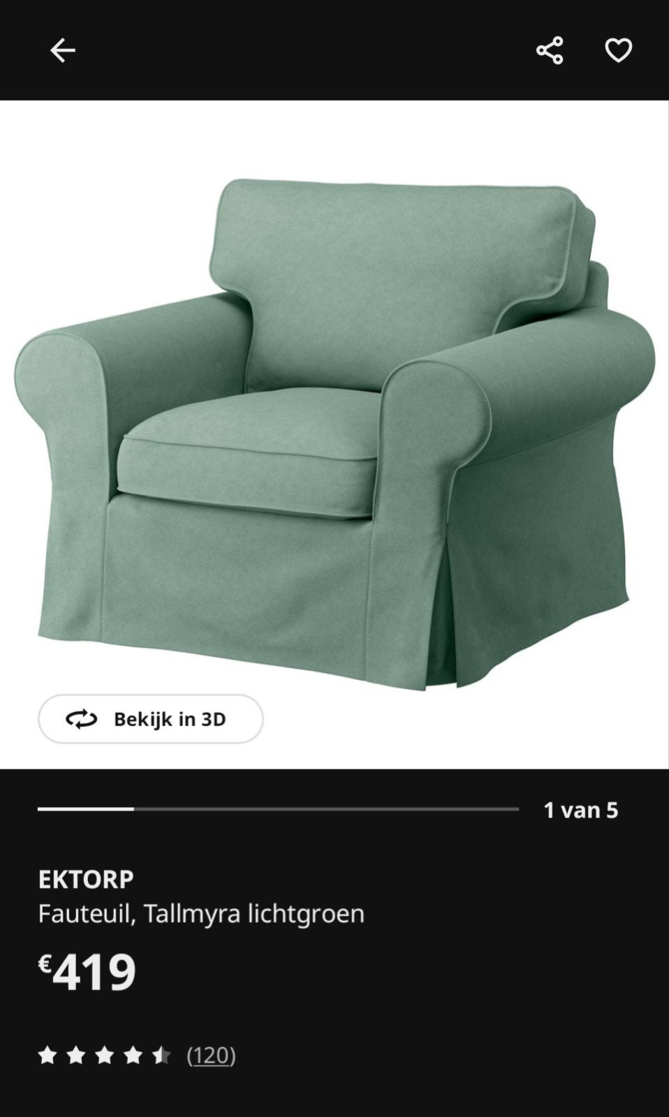 IKEA EKTORP Tallmyra lichtgroen, Maison & Meubles, Enlèvement