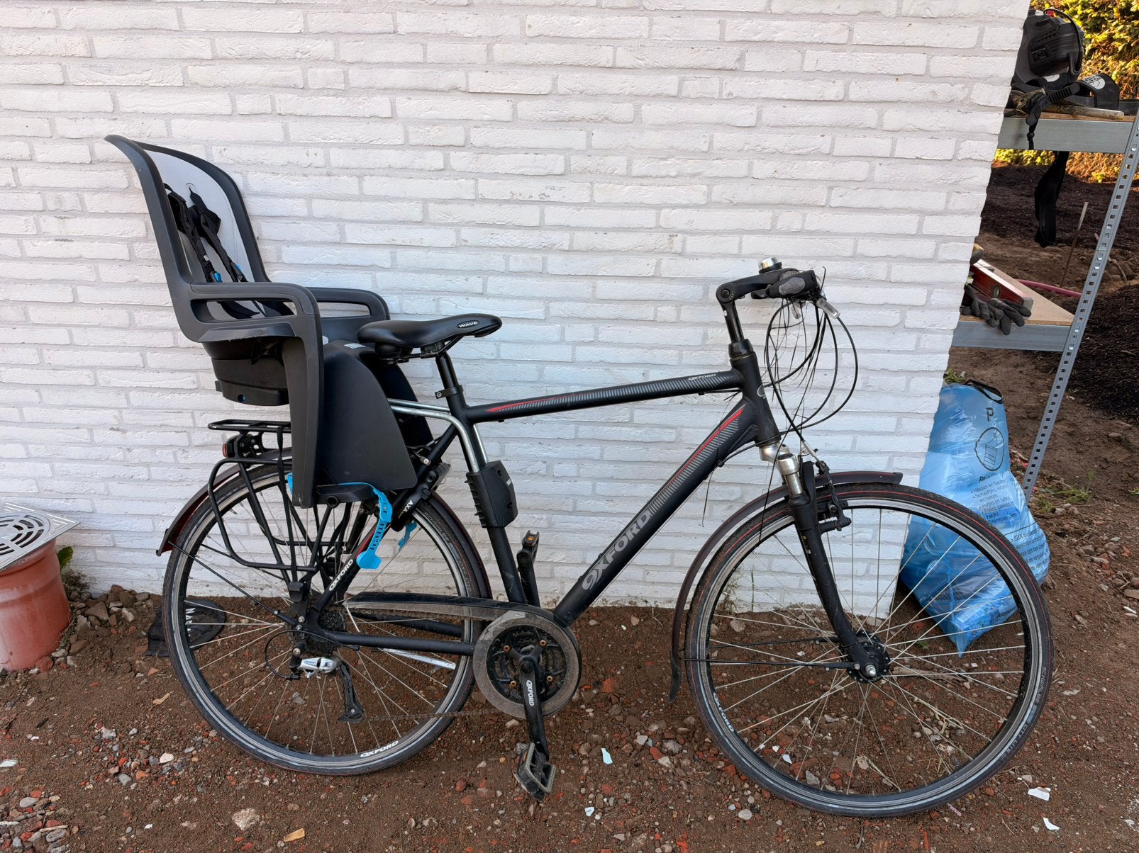 Oxford herenfiets + Thule kinderstoel, Fietsen en Brommers, Gebruikt, Velgrem, Versnellingen, 57 tot 61 cm