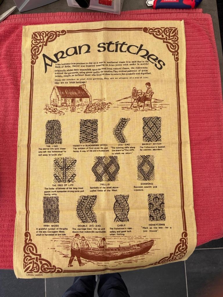 Aran stitches theedoek, Huis en Inrichting, Keuken | Textiel, Ophalen of Verzenden, Zo goed als nieuw, Geel, Theedoek of Handdoek