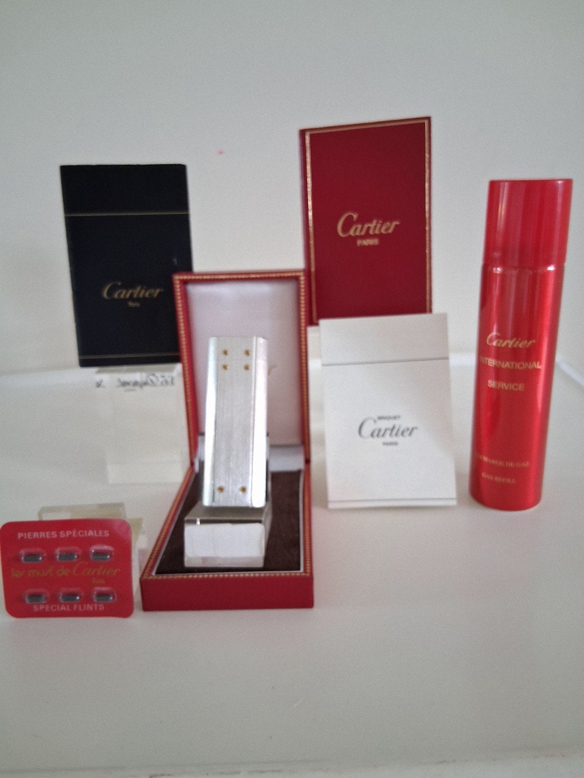 Dupont : Ensemble complet de briquets en argent Cartier, Collections, Enlèvement ou Envoi, Utilisé, Briquet
