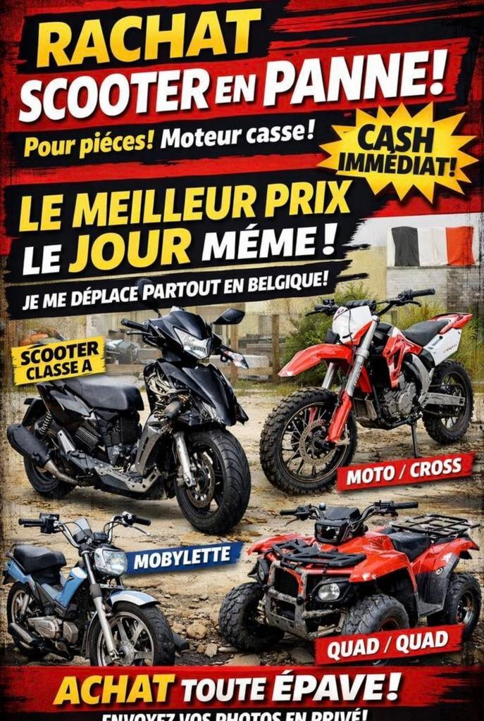 Rachat scooter/ moto/motocross /vespa en panne moteur casser, Fietsen en Brommers, Scooters | Yamaha, Zo goed als nieuw, Ophalen