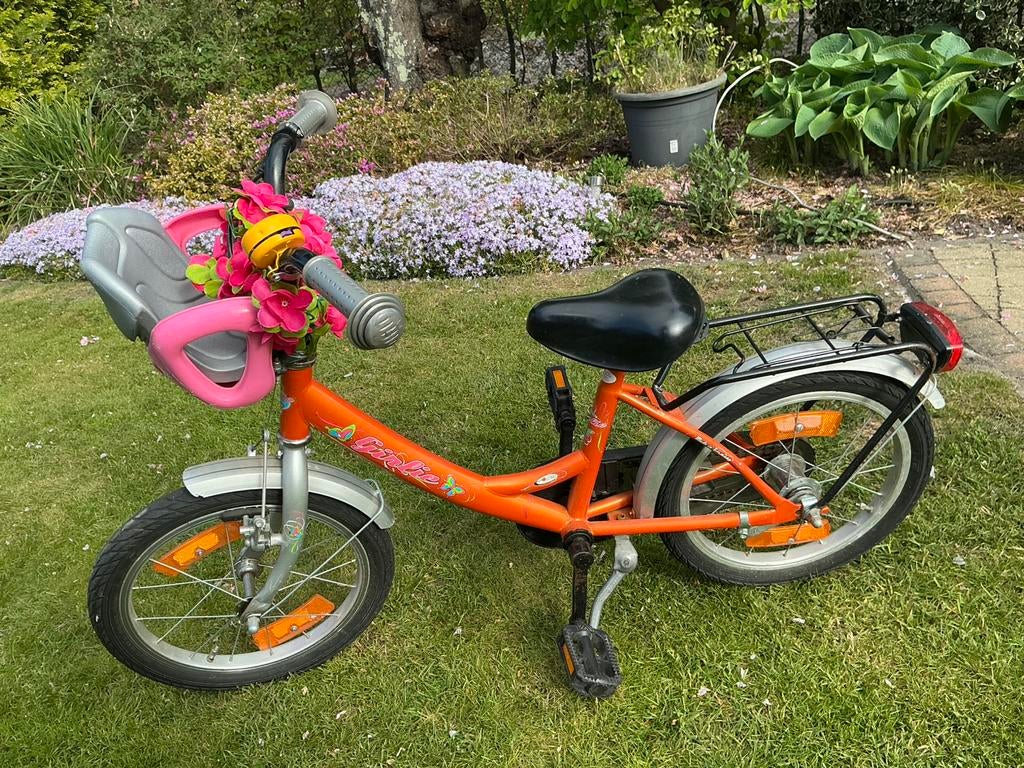 Girlie kinderfiets oranje 16 inch met bagagedrager en licht, Fietsen en Brommers, Fietsen | Kinderfietsjes, Ophalen, Zo goed als nieuw