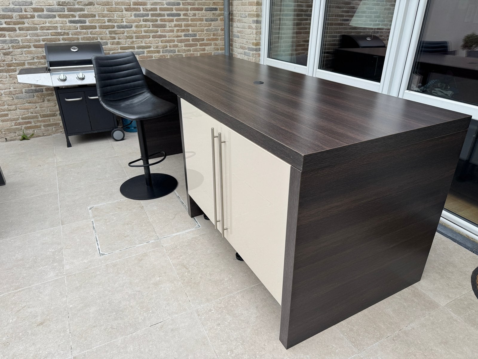 Massief bureau, 94 cm, Comme neuf, Enlèvement, Bureau-armoire combiné