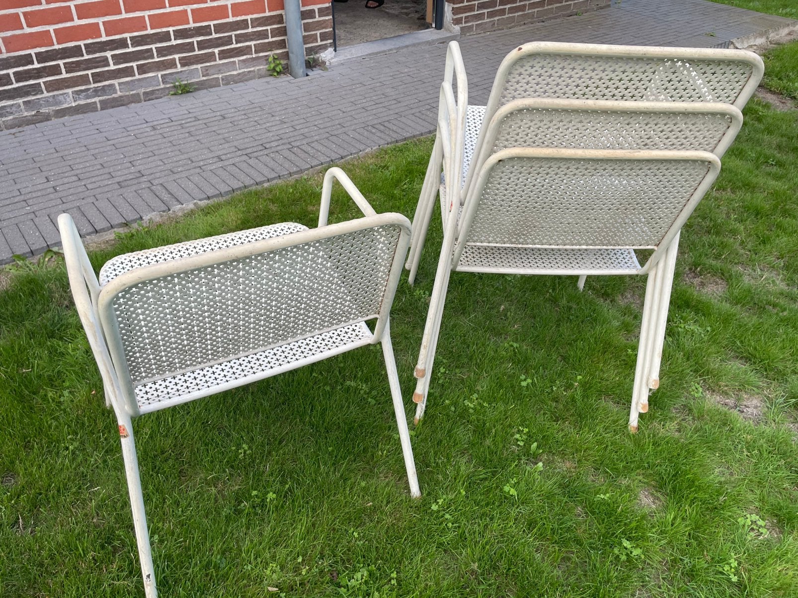 Set van 4 vintage EMU tuinstoelen, Ophalen, Gebruikt, Metaal