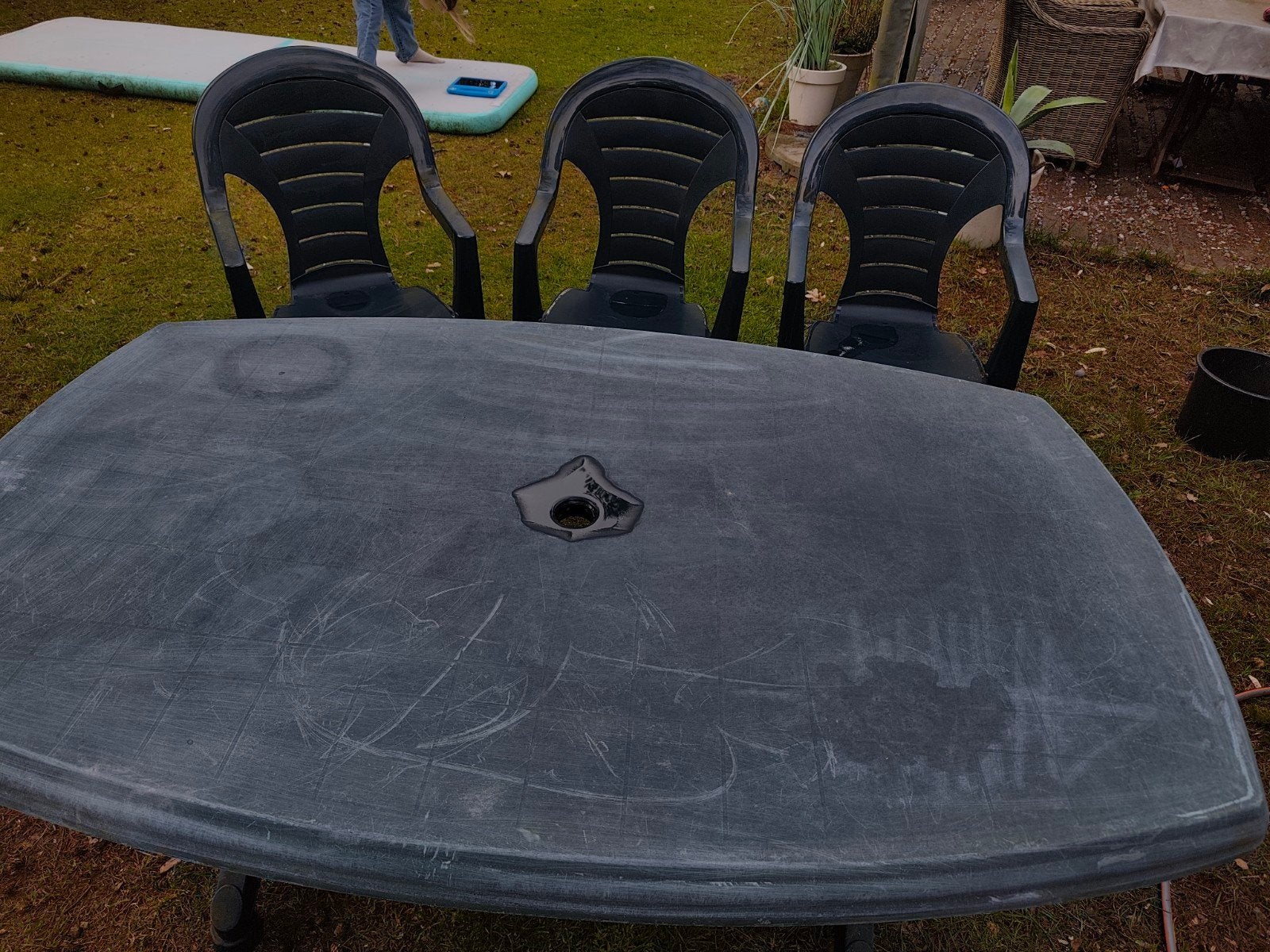 Tuintafel met 3 tuinstoelen, Ophalen, Gebruikt