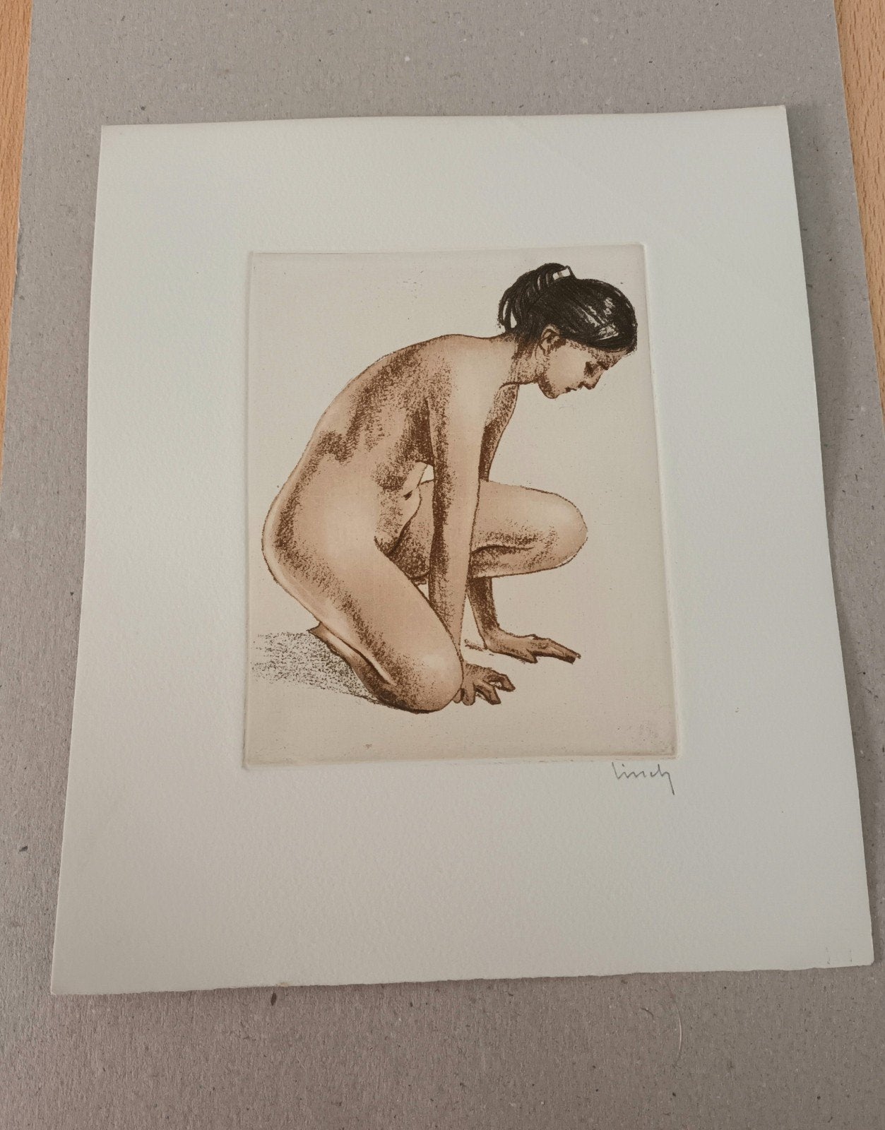 Roger Hebbelinck (ets): Vrouwelijk naakt, Antiek en Kunst, Gesigneerd, Ophalen of Verzenden, Ets