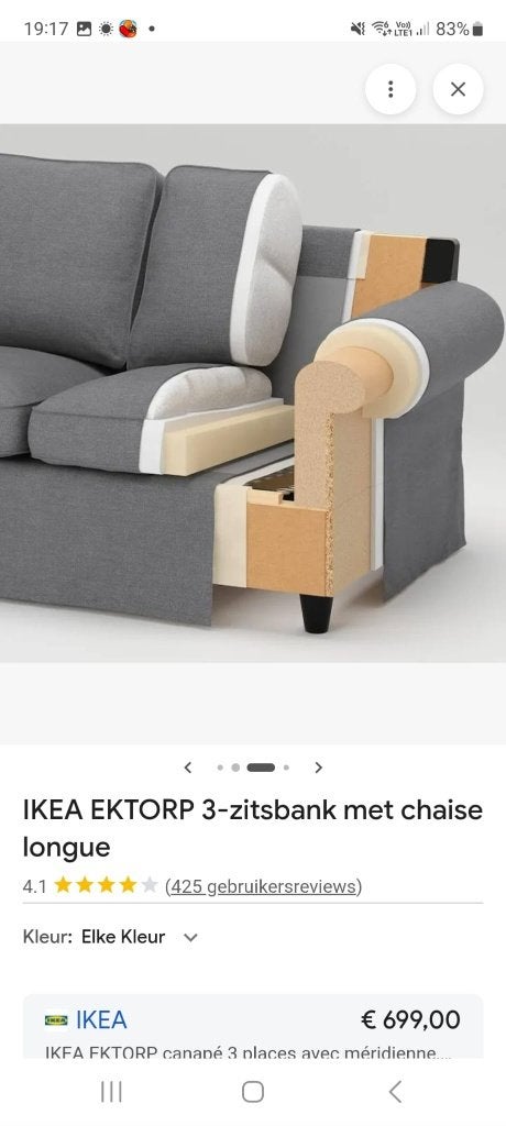 Zetel 3-zit met chaise-longue, Maison & Meubles, Canapés | Salons, 250 à 300 cm, Banc d'angle, Landelijk, Enlèvement