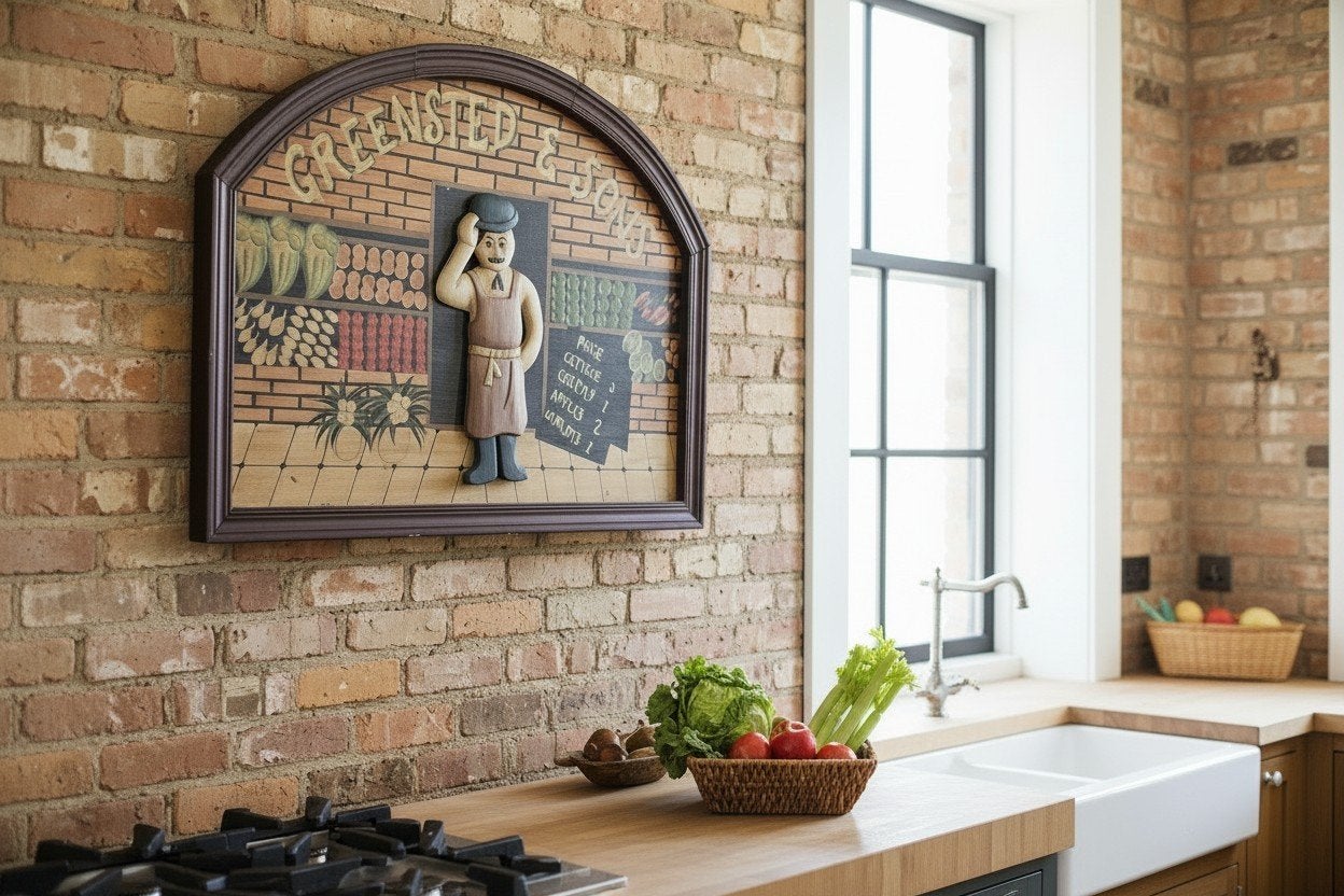 Belle plaque murale en bois faite main — « Greensted & Sons , Antiquités & Art, Antiquités | Assiettes décoratives & Carrelages