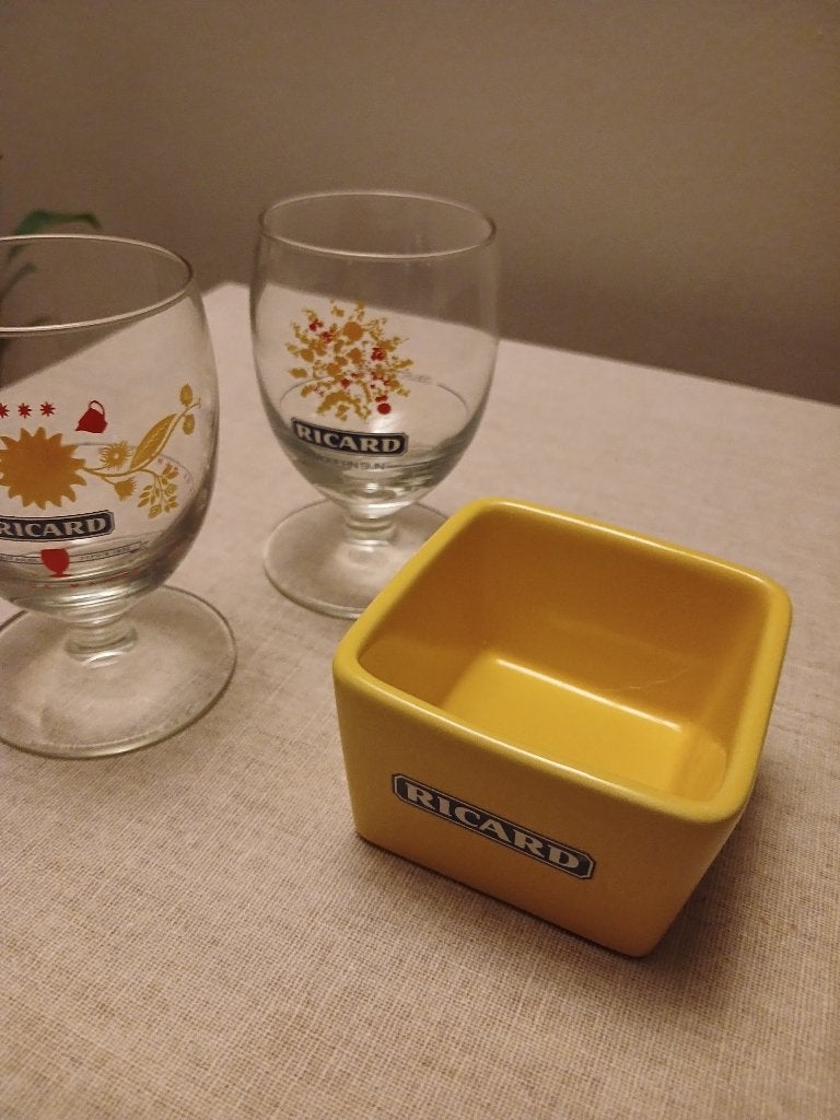 Ricard glazen met kom, Verzamelen, Ophalen of Verzenden, Zo goed als nieuw, Gebruiksvoorwerp