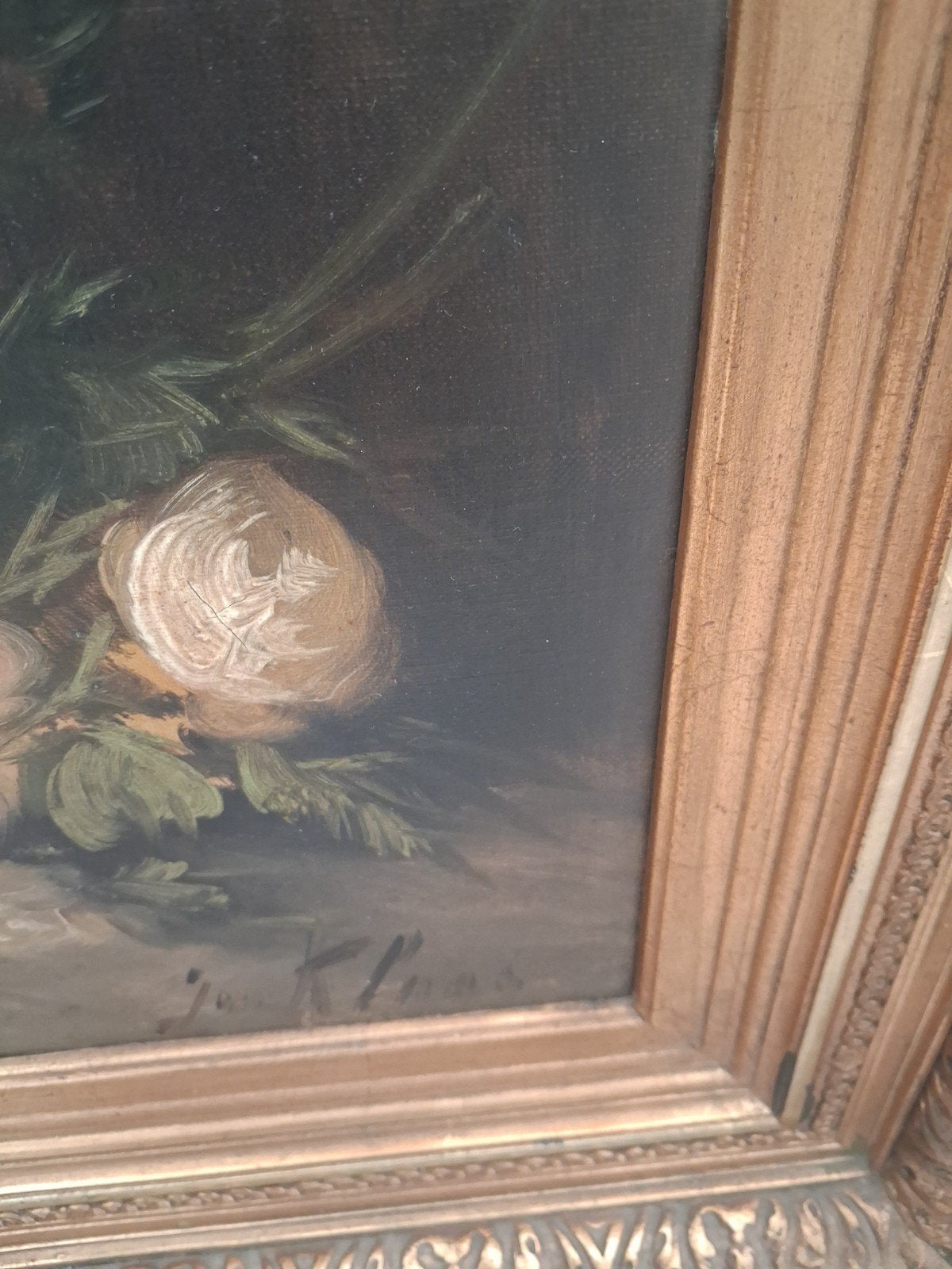 te koop bloemen schiderij belegt met bladgoud, Enlèvement
