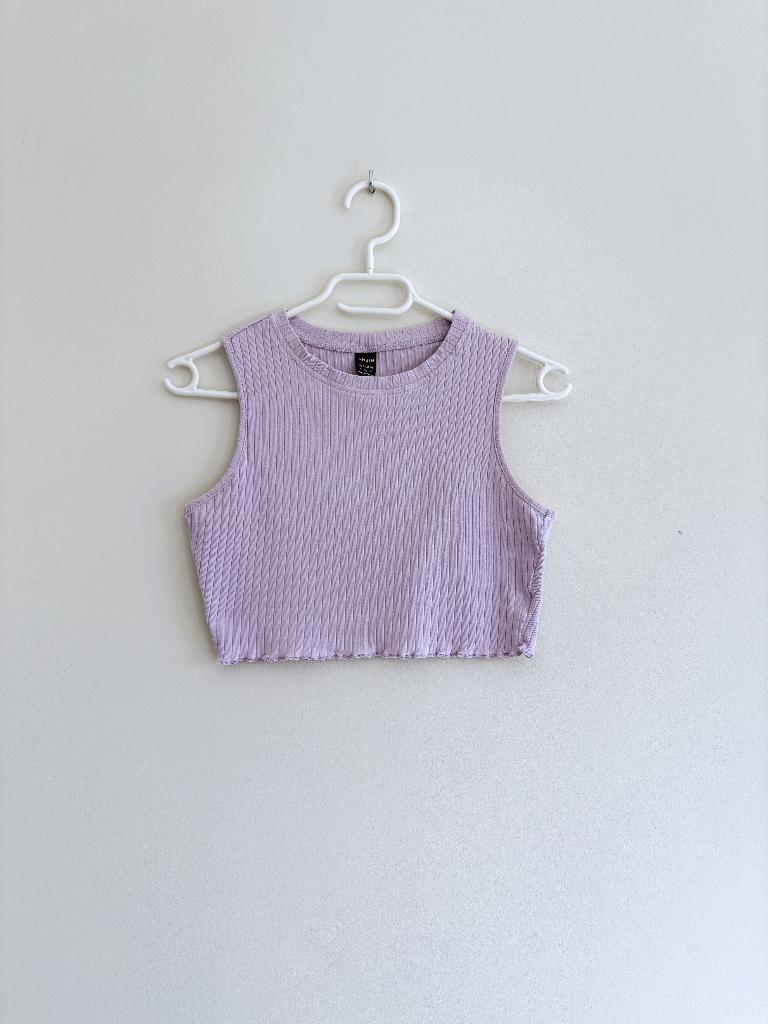 Lila ribbed crop top – SHEIN – maat S – katoenmix, Vêtements | Femmes, Tops, Sans manches, Autres couleurs, Taille 36 (S), Comme neuf