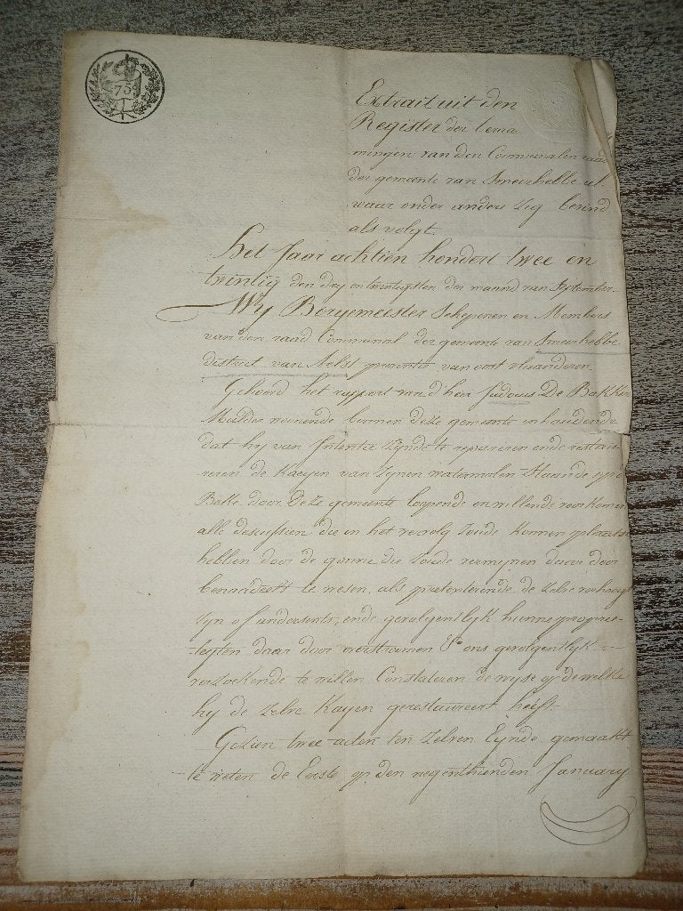 1822 smeerebbe water molen herstelling acte, Enlèvement ou Envoi