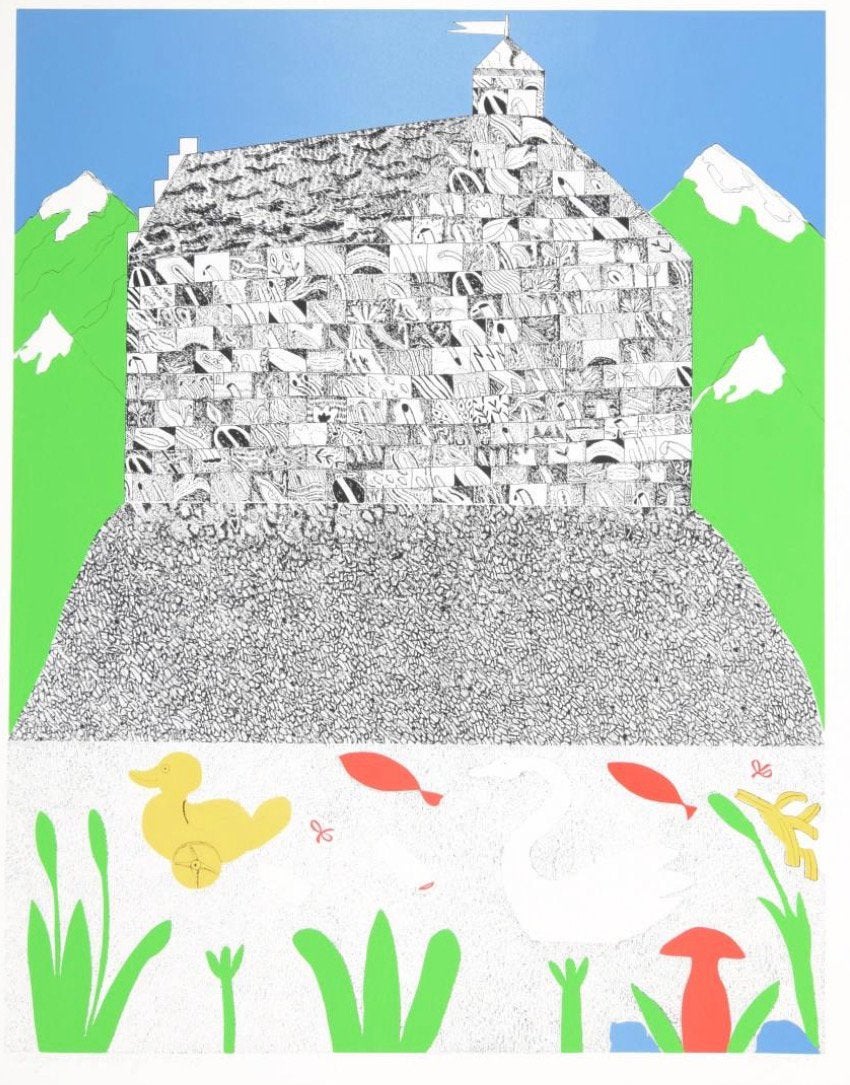 Pjeroo Roobjee -  “Robjees buitenhuisje” - kleurenlitho, Numéroté, Enlèvement, Lithographie