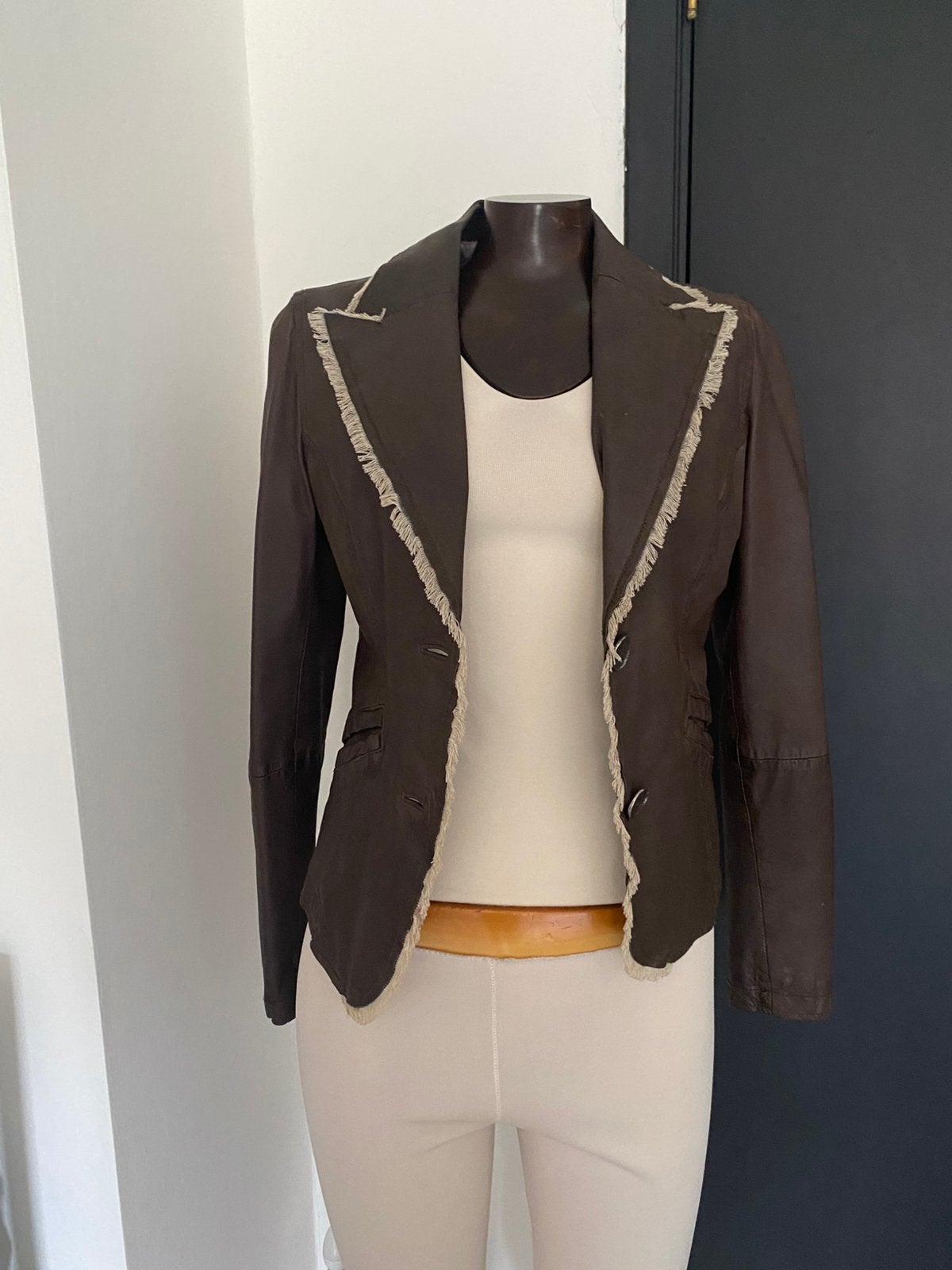 Veste courte en cuir d agneau Oakwood, Enlèvement ou Envoi, Comme neuf, Taille 36 (S), Brun
