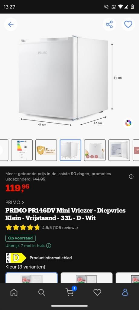 Nieuwe Primo mini diepvries, vrijstaand, Elektronische apparatuur, Vriezers en Diepvrieskisten, Ophalen, Vrijstaand