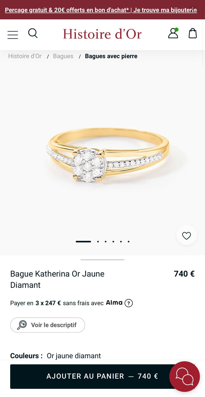 Geelgouden ring met diamanten, Ophalen, Zo goed als nieuw, Geel, Goud