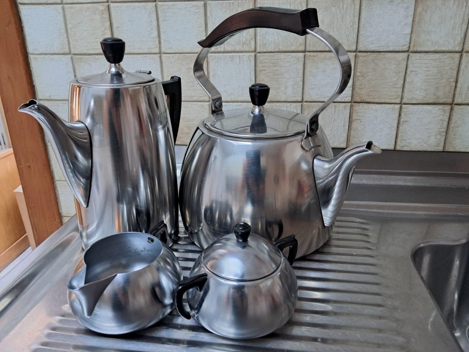 Vintage Demeyere Inox Koffie- en Theeset (4-delig) –, Antiek en Kunst, Ophalen