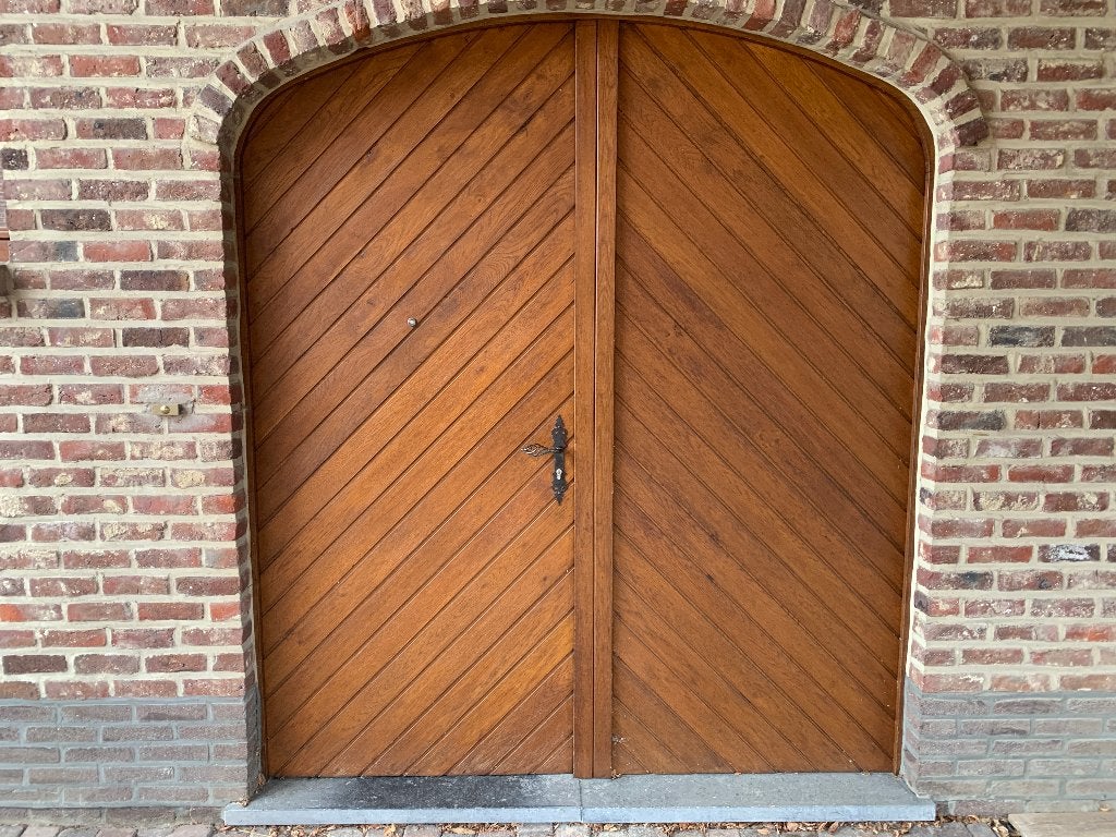 Houten dubbele voordeur, Porte extérieure, Comme neuf, Enlèvement, 120 cm ou plus