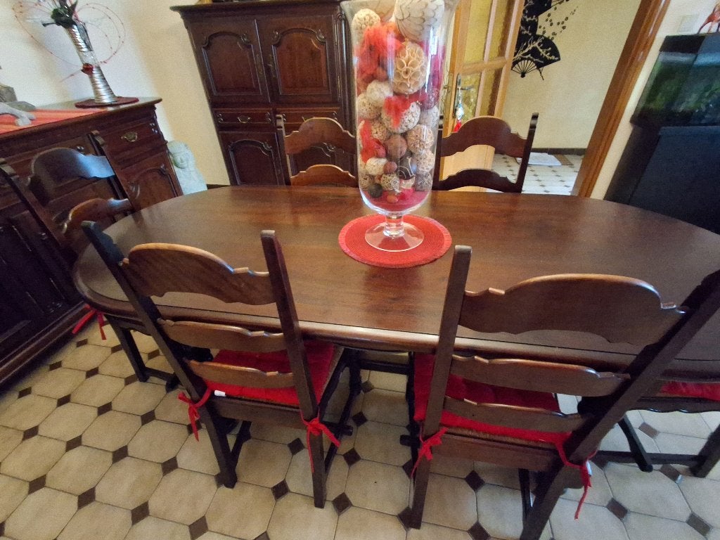 Mahoniehouten eetkamer, Huis en Inrichting, Complete eetkamers, Ophalen, Gebruikt, Moderne ancien, 4 tot 6 stoelen
