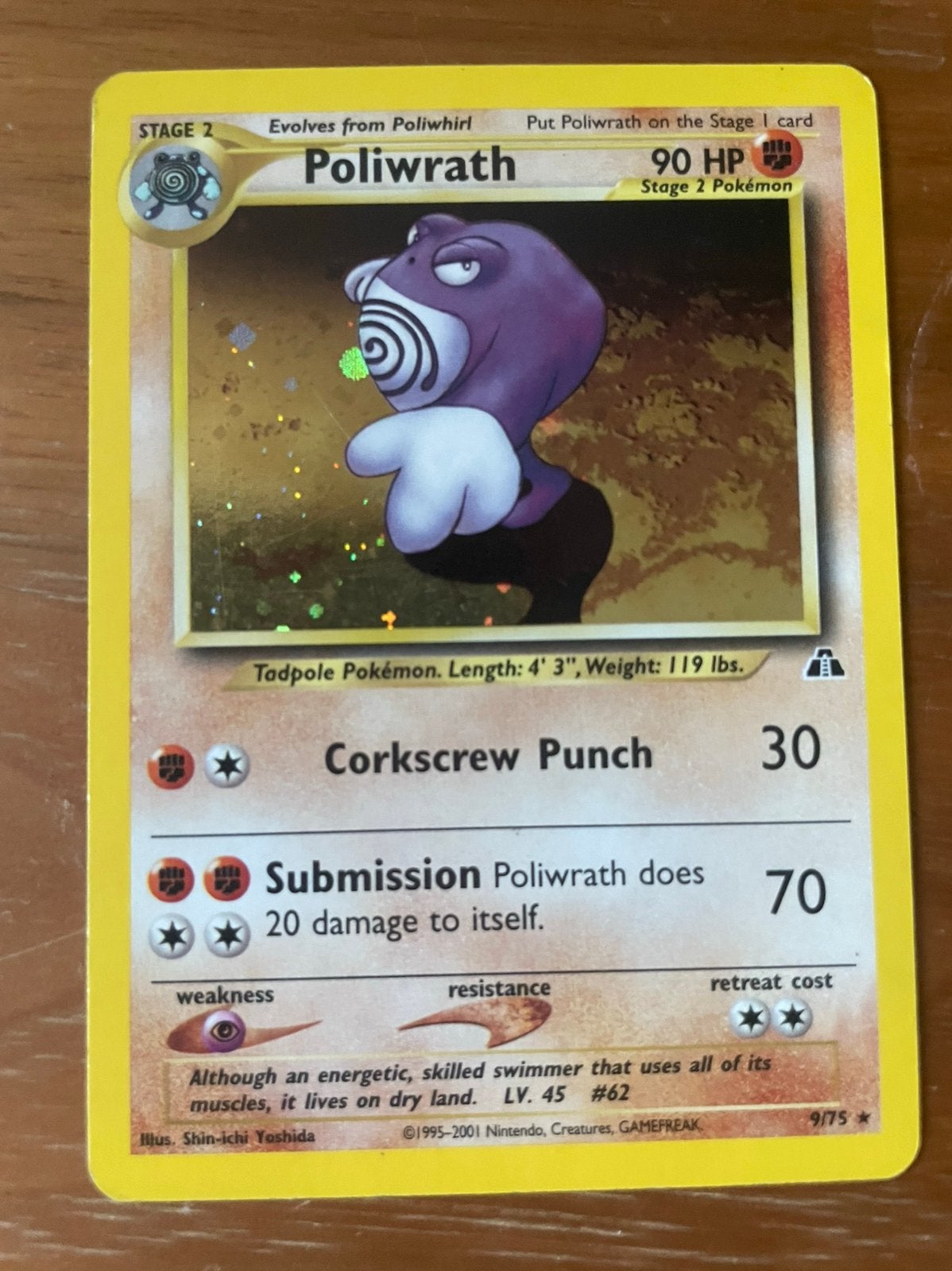 Poliwrath holo neo, Enlèvement ou Envoi, Comme neuf, Cartes en vrac, Foil