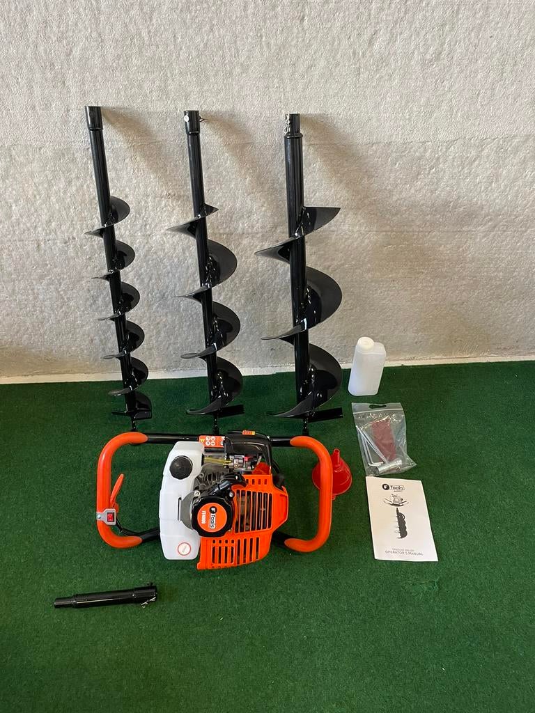 Nieuwe benzine grondboor met 3 boren en verlengstuk, Tuin en Terras, Ophalen, Nieuw, Grondboor
