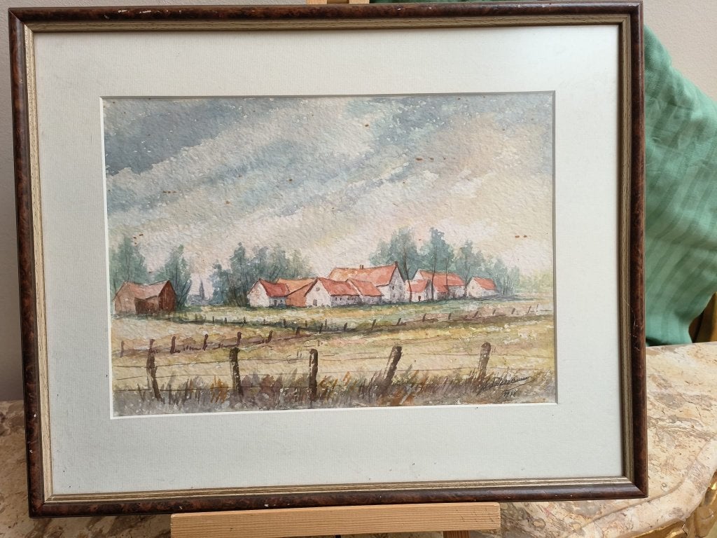 Tekening van een landschap uit 1988 (Print), Antiquités & Art, Art | Dessins & Photographie, Enlèvement, Dessin, Fait main