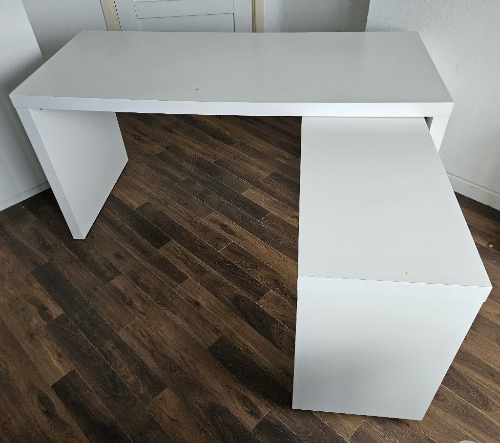 Wit bureau met uittrekbaar blad, Maison & Meubles, Bureau d'ordinateur, 120 cm, Enlèvement, Utilisé