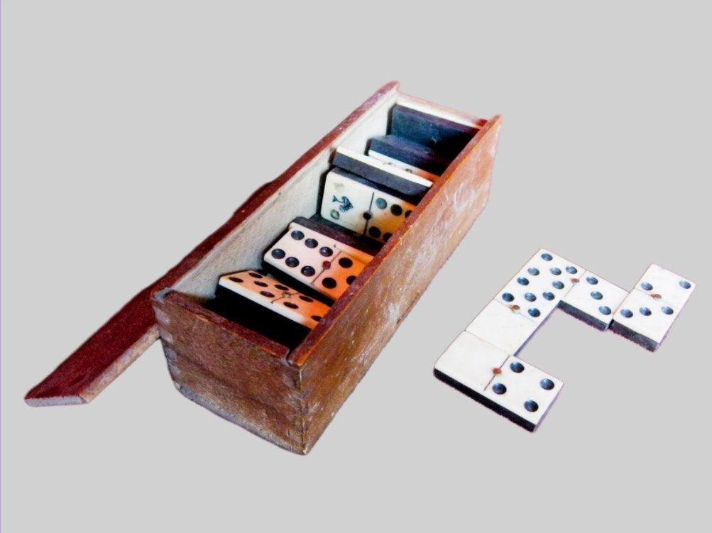 Antiek ivoor Domino spel 1920 - 1940., Ophalen