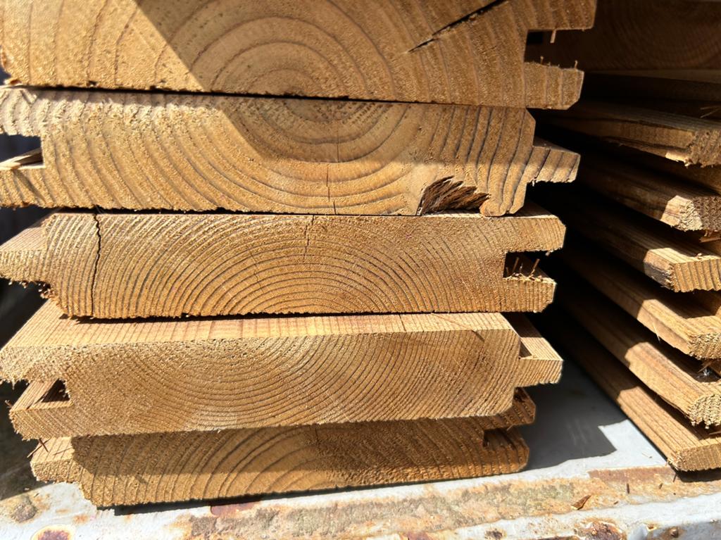 Planken thermowood tand en groef, Tuin en Terras, Ophalen, Zo goed als nieuw, Planken