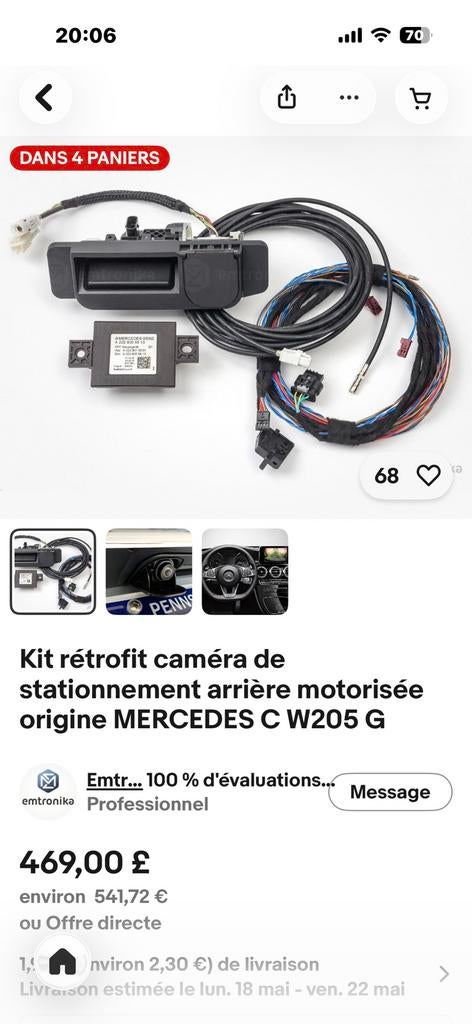 Kit caméra de recul mercedes classe c w205, Autos : Pièces & Accessoires, Envoi, Utilisé