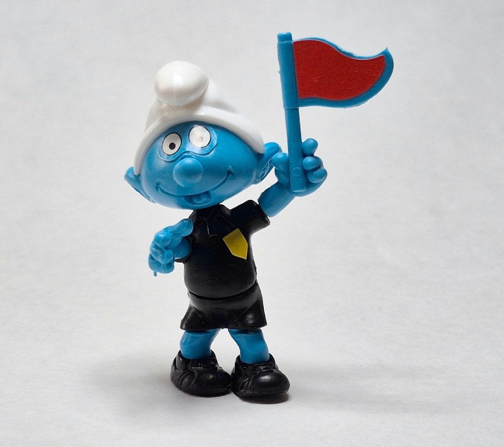 Schtroumpfs 1990 Schtroumpf avec drapeau, Collections, Enlèvement ou Envoi, Utilisé, Figurines