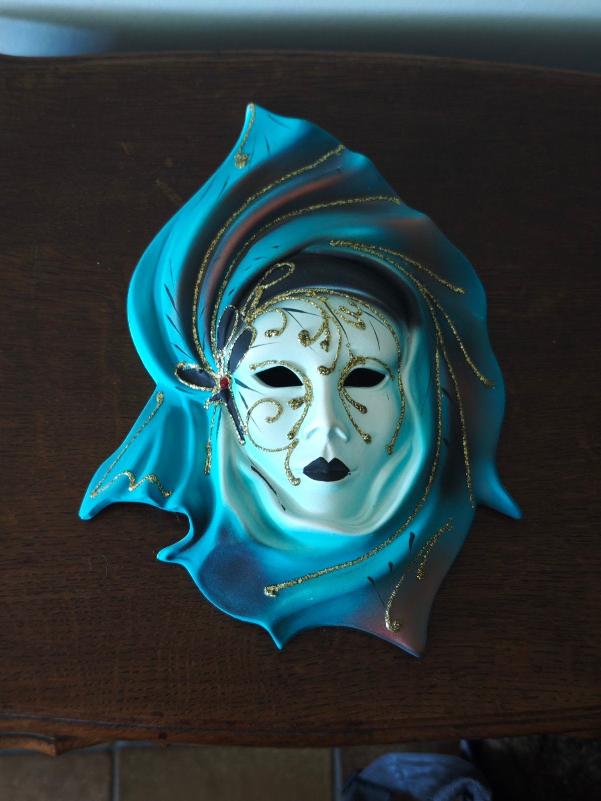 Masque vénitien mural en céramique - Made in Italy, Vintage, Ophalen, Blauw