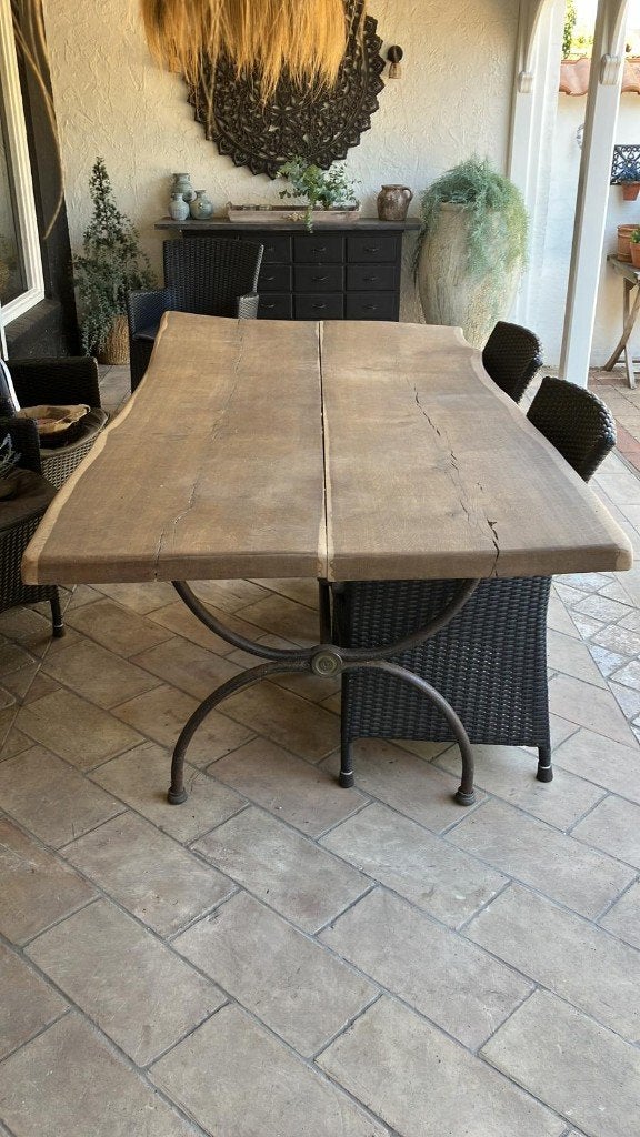 Robuuste eiken tuintafel, Tuin en Terras, Ophalen, Gebruikt, Rechthoekig, Hout