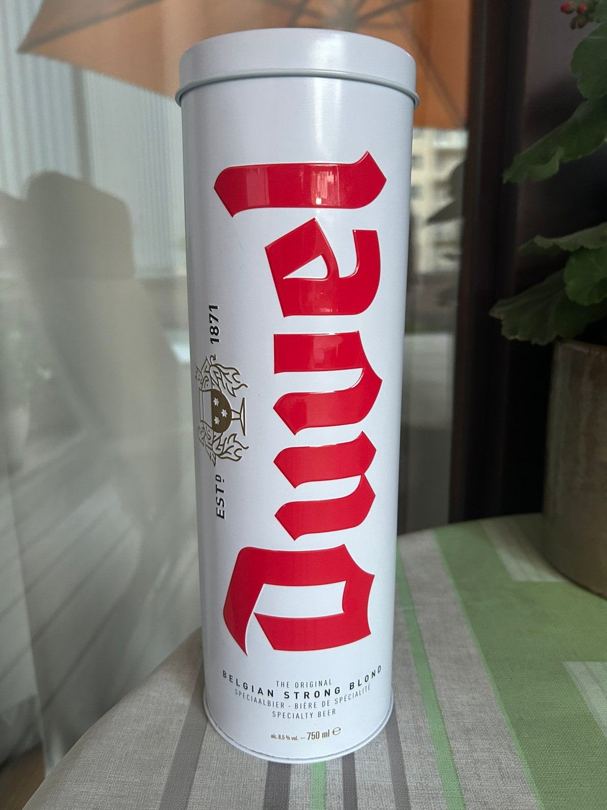 Blik Duvel H31cm D10cm, Ophalen, Zo goed als nieuw, Duvel