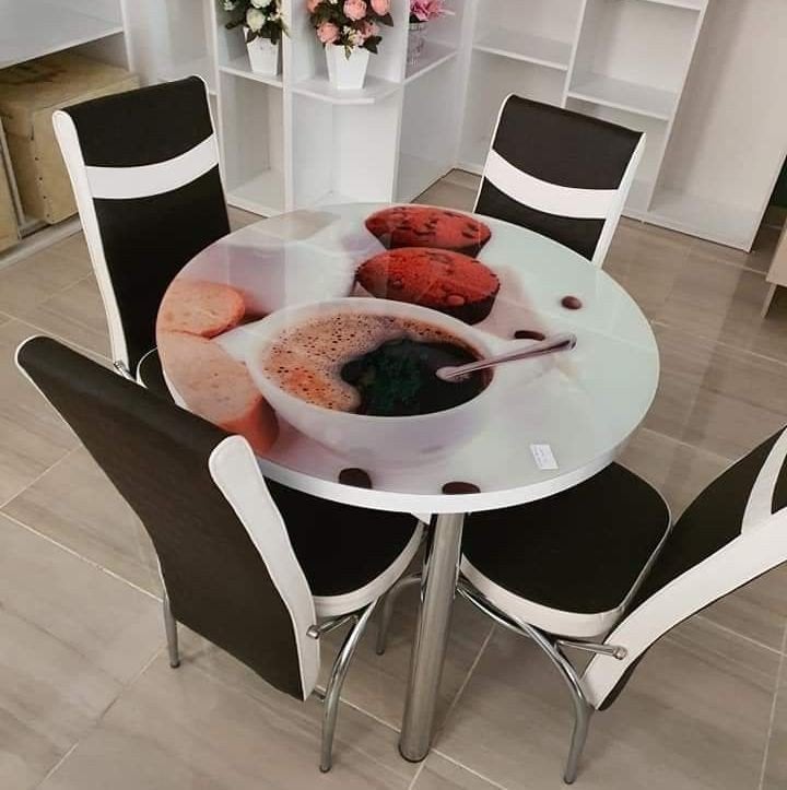Turkish dining table with 6 chairs, Verzenden, Wit, Beddengoedset, Droomtextiel