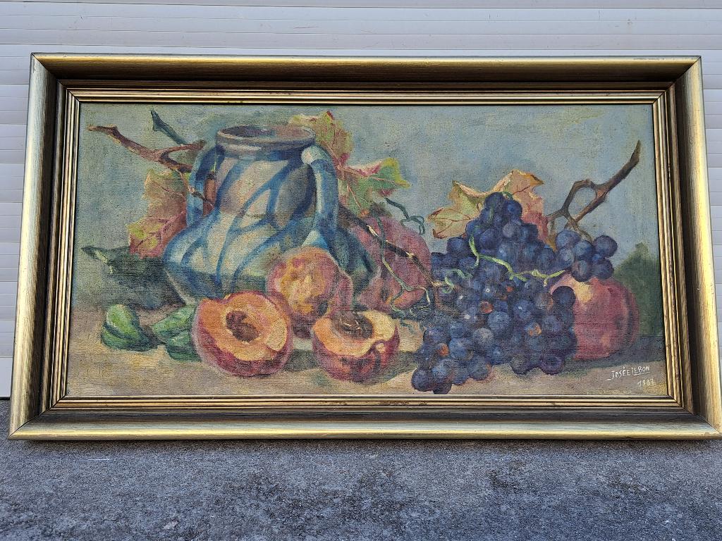 Huile sur toile nature morte signe josee lebon, Enlèvement ou Envoi