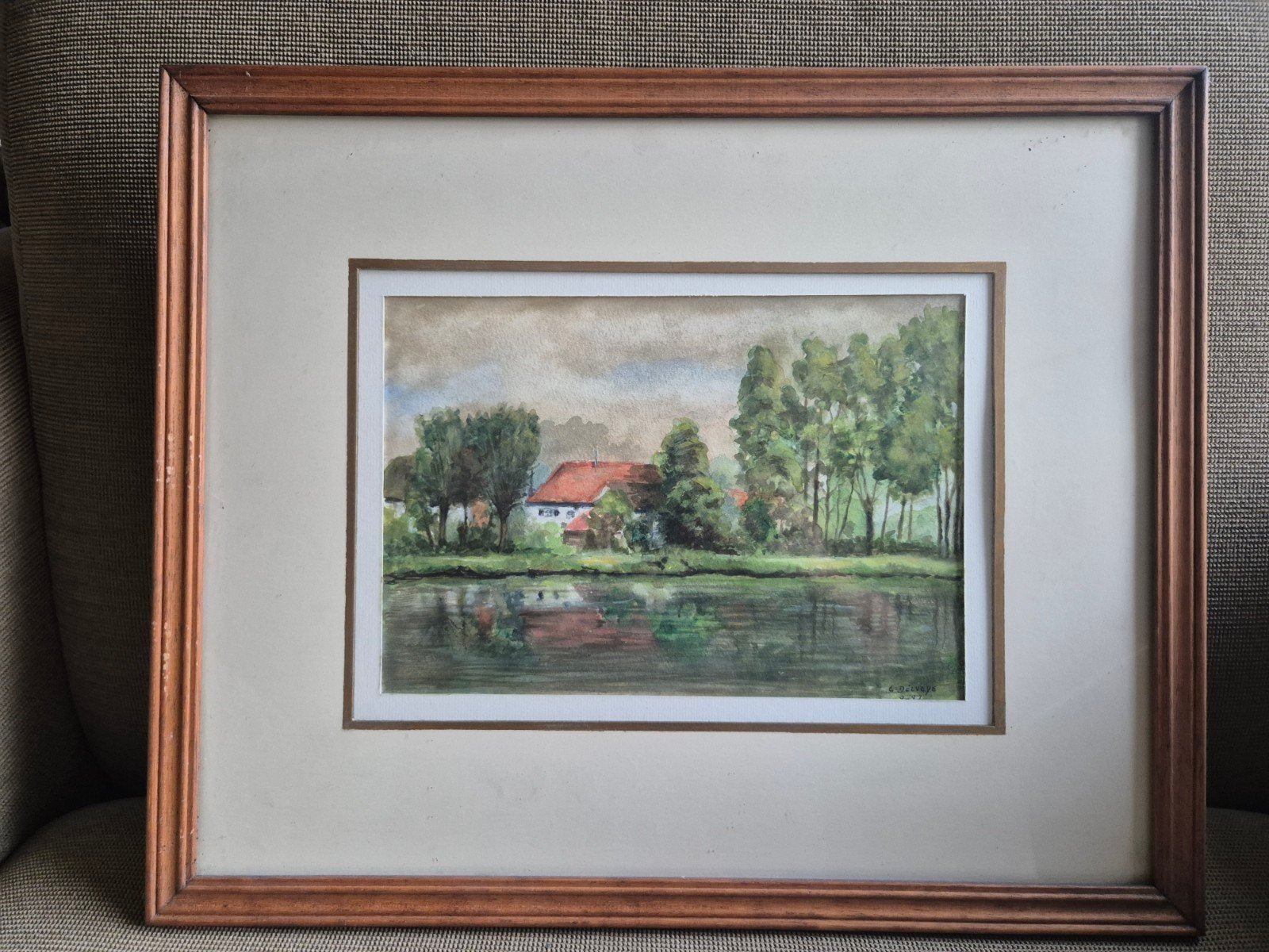 Aquarelle signée G. Delvoye., Enlèvement, Classique, Aquarelle, Paysage