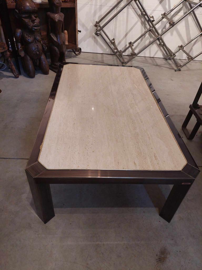 Magnifique table basse en métal et travertin, Enlèvement, Métal