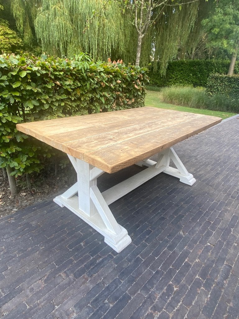 Landelijke tafel 100Bx180Lx77H, Ophalen, 50 tot 100 cm, 150 tot 200 cm, Vier personen
