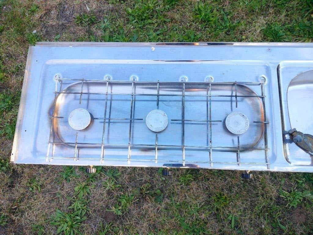 Inox Lavabo avec 3 vasques à gaz + tiroir 135,5 x 39 x 15 cm, Maison & Meubles, 25 à 50 cm, Gris, Moins de 100 cm, 100 à 150 cm