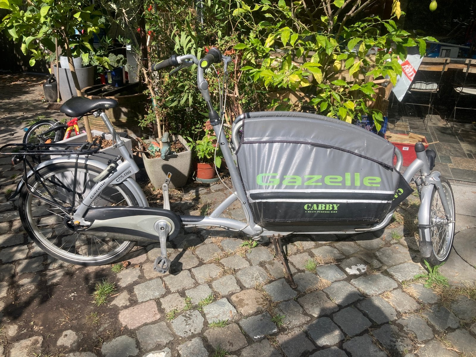 Plooibare bakfiets Gazelle, Vélos & Vélomoteurs, Frein à tambour, Pliable, Enlèvement, Utilisé