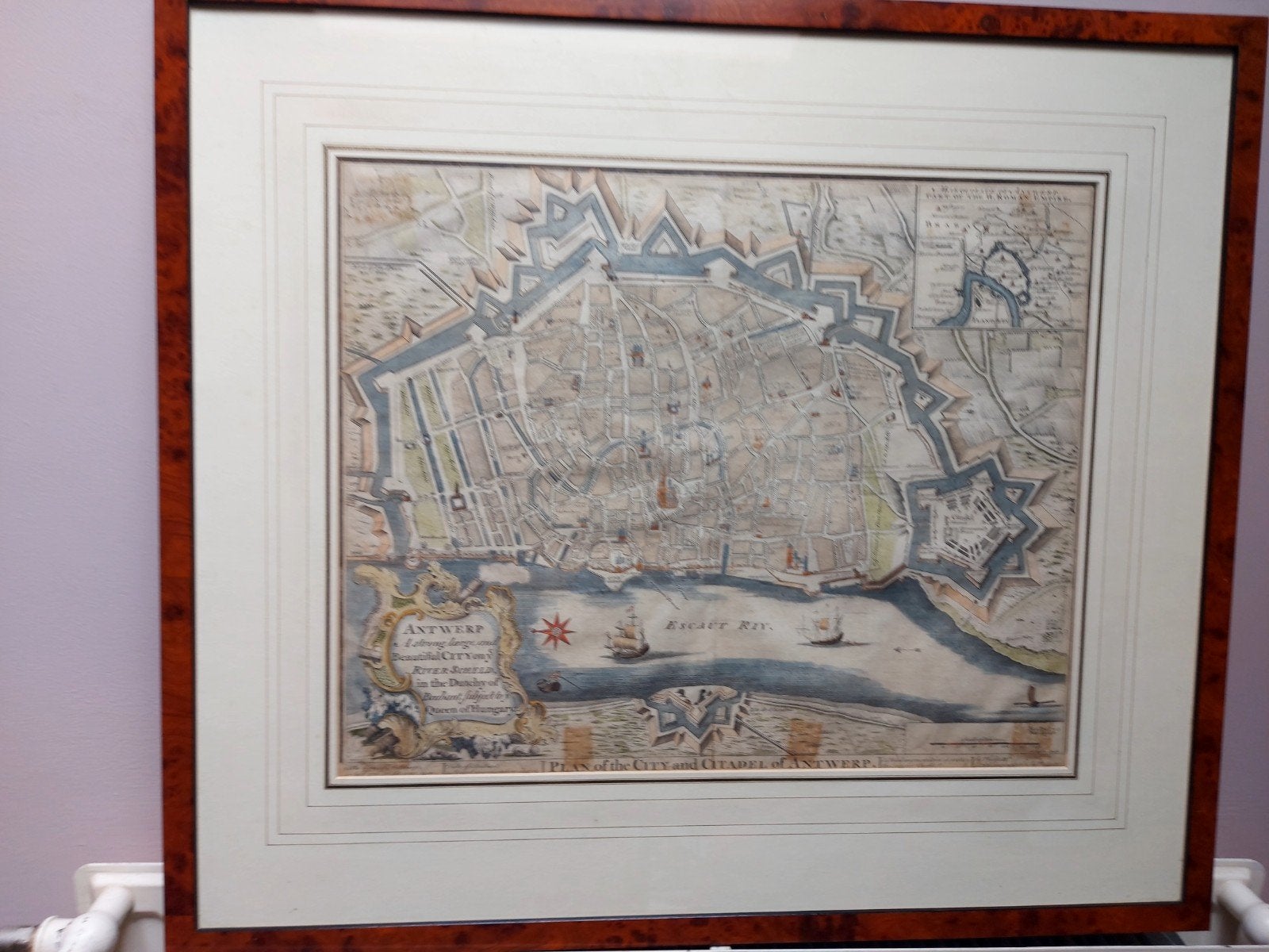 Kaart Antwerpen 1743 oostenrijks overheersing, Antiquités & Art, Art | Eaux-fortes & Gravures, Enlèvement, Gravure