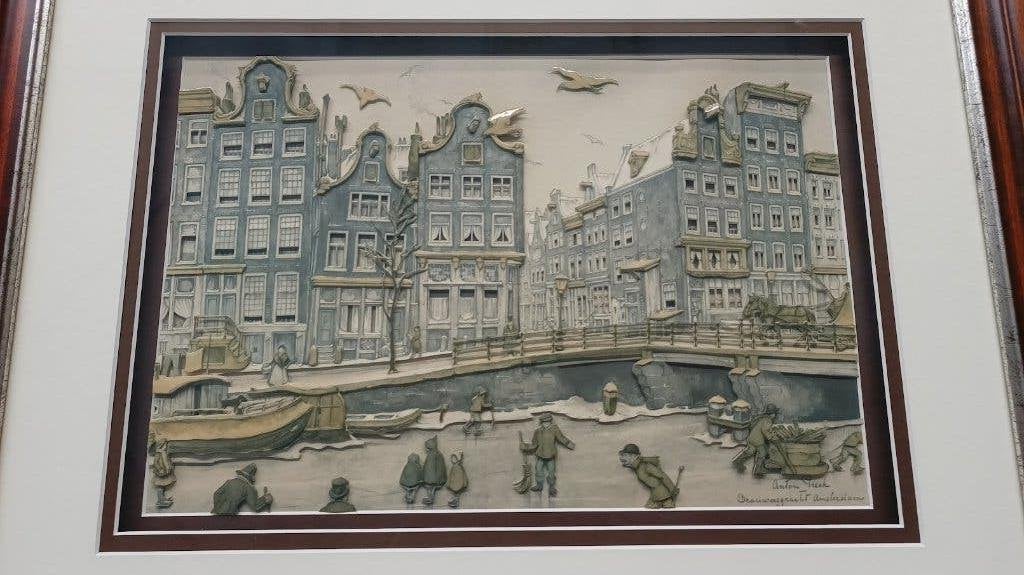 3D picture Anton Pieck, brouwersgracht Amsterdam, Antiquités & Art, Enlèvement ou Envoi