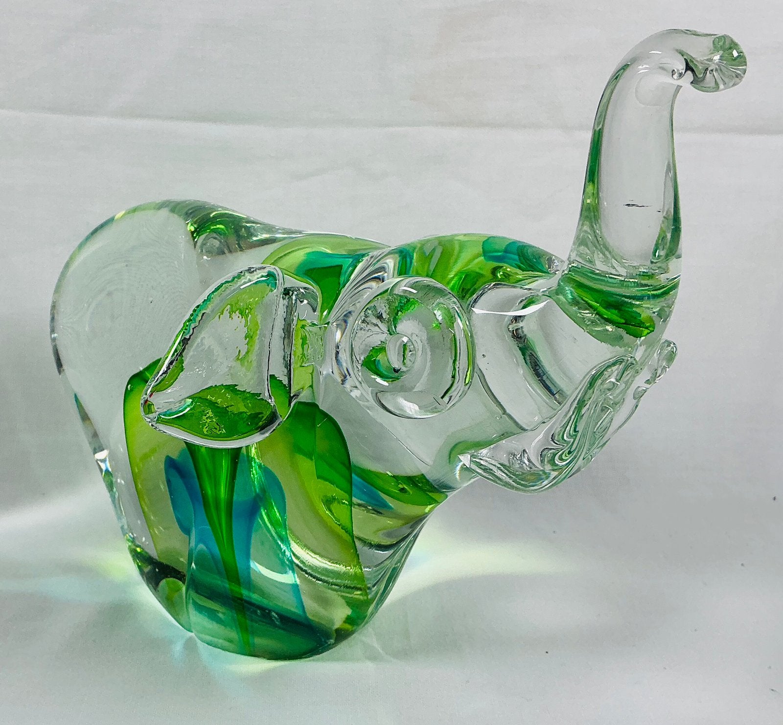 Statue d'éléphant en verre d'été au design vintage de Murano, Enlèvement ou Envoi, Multicolore, Fait main, 14 cm