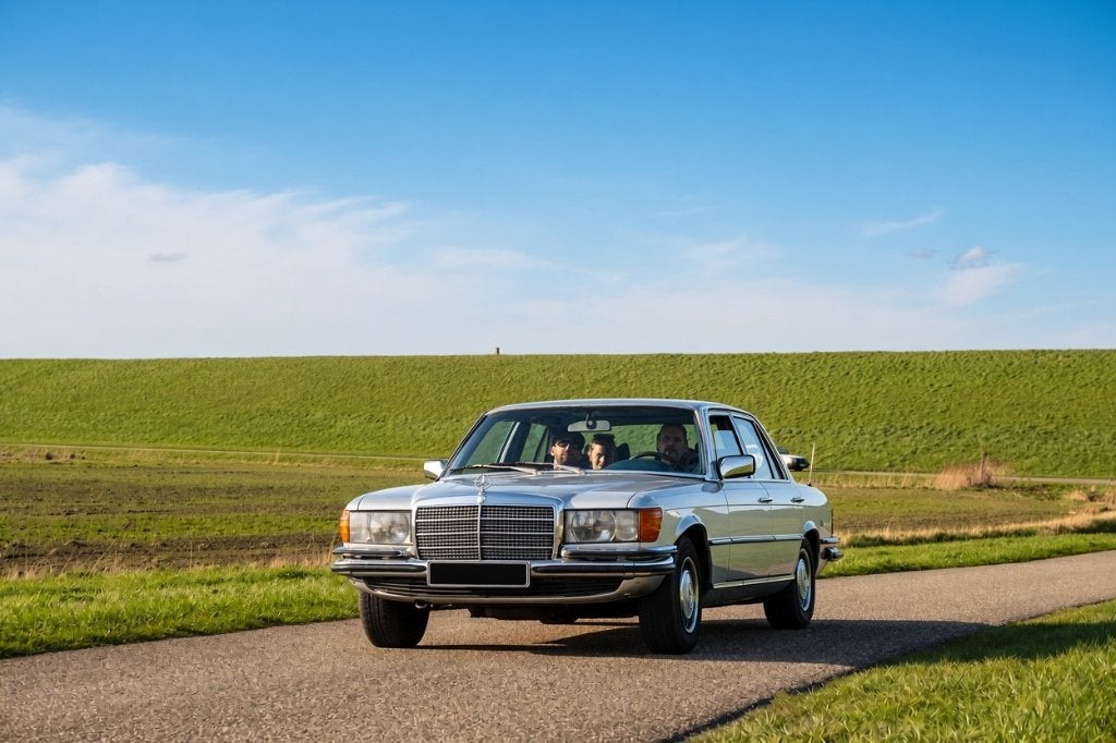 Mercedes SE 350 - 1976, Autos, Argent ou Gris, Achat, 4 portes, Bleu