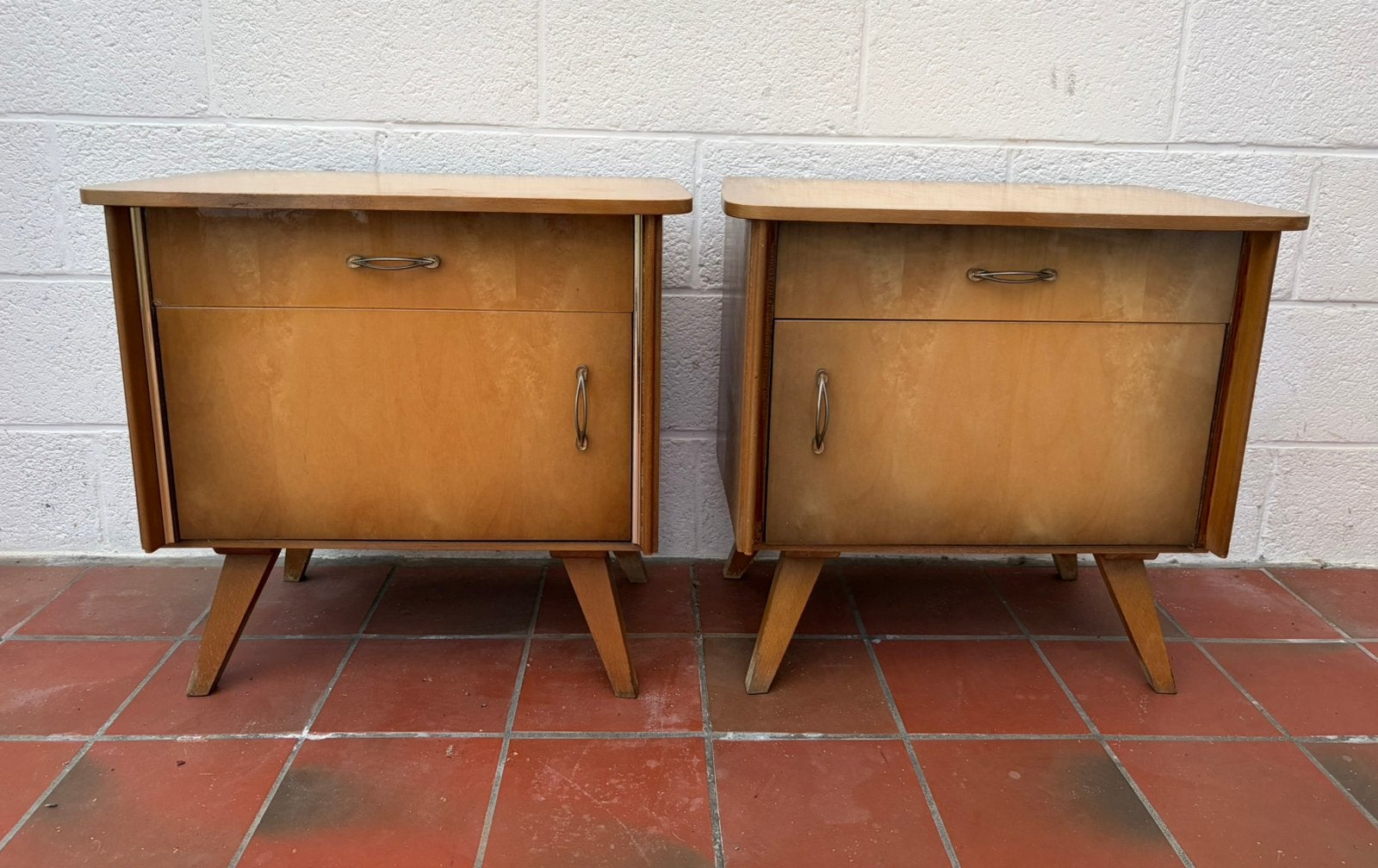 Vintage nachtkastjes, Huis en Inrichting, Ophalen, Gebruikt, Hout