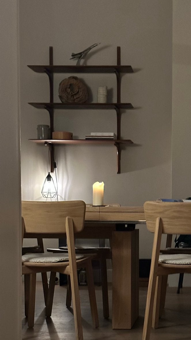 Ethnicraft-meubels/6 stoelen/uitschuifbare tafel/plank, Huis en Inrichting, Tafels | Eettafels, Zo goed als nieuw, 200 cm of meer