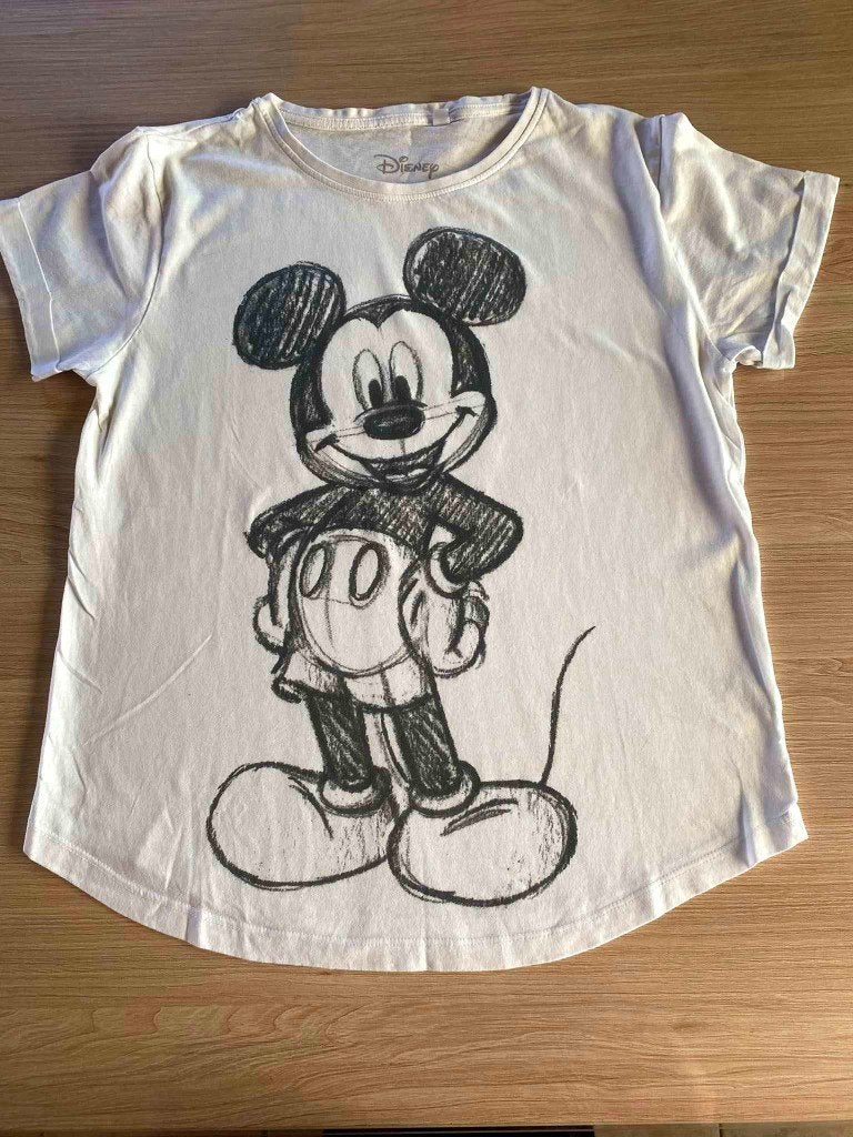 Wit t-shirt - Mickey Mouse / Disney - maat small / S, Wit, Ophalen of Verzenden, Korte mouw, Maat 36 (S)